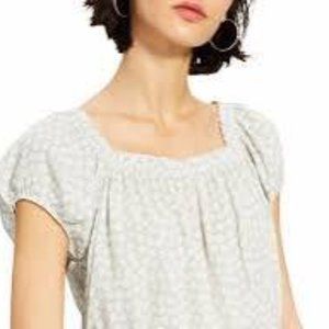 Hippie Rose Puff Sleeve Cropped Blouse Top, Mint Floral Print‎